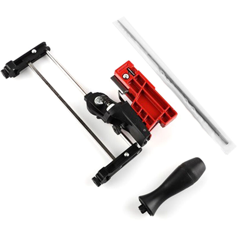 Bar Mounted Chainsaw Sharpener File Kit Manual Filing Guide with 7/32 Inch Round File and Plastic Handle for Sharpening Chain Saw, 5.5mm - 5.5mm