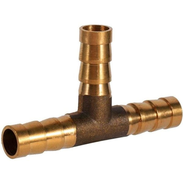 Barbed Fuel Hose Fitting, 3 Way Tee - Brass Hose Fitting - Adapter for Fuel, Air, Water, Gas, Oil (8mm) - Langray