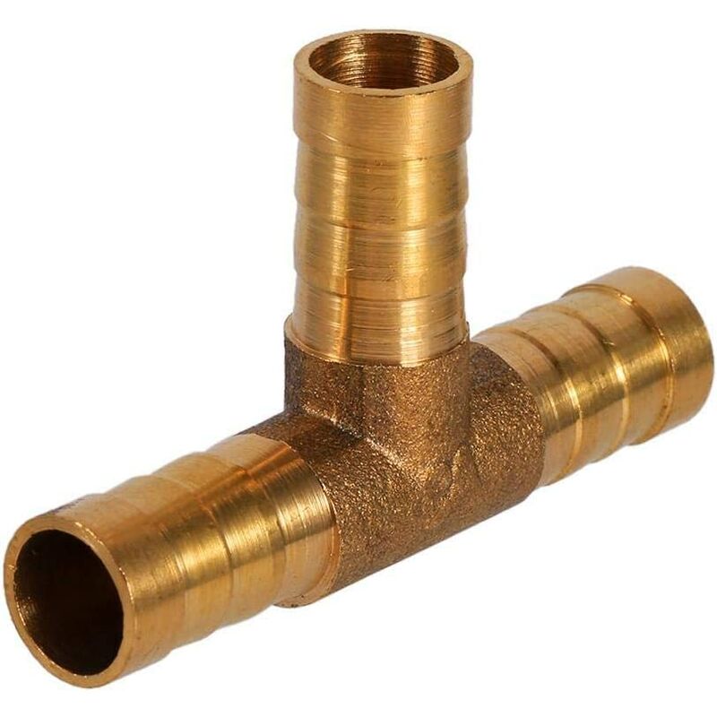 Barbed Fuel Hose Fitting, 3 Way t - Brass Hose Fitting - Adapter for Fuel, Air, Water, Gas, Oil (10mm) Soekavia