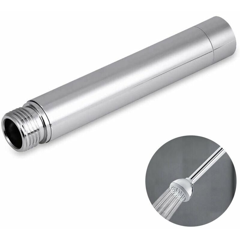 Bath Shower Arm Extension, Shower Head Extender Water Outlet Lowers Existing Shower Head, Solid Metal Brushed Nickel Finish