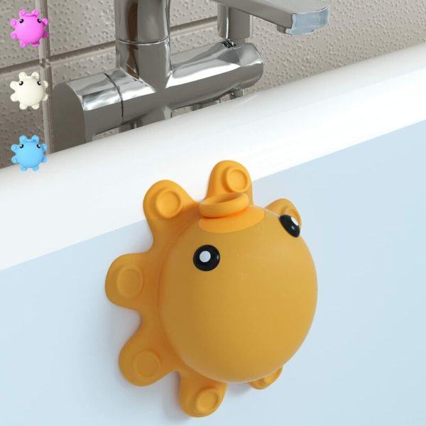 Bathroom Bathtub Overflow Drain Cover, Yellow- Silicone Bath Tub Drain Cover, Tub Overflow Drain Stopper with Suction Cup Seal, Adds Inches of Water