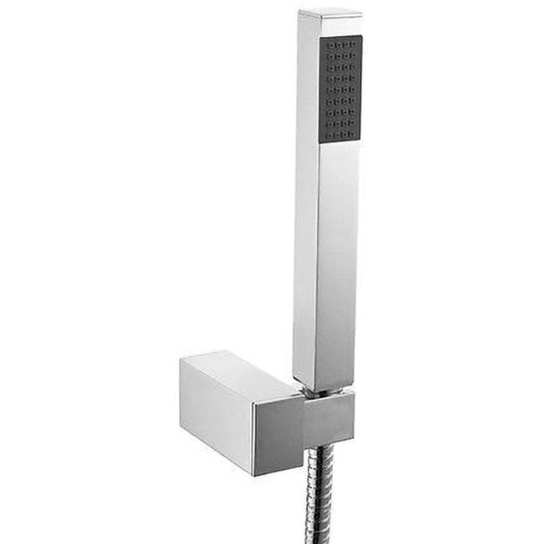 Bathroom Modern Chrome Shower slim Handset With Flexible Hose & Wall Bracket Holder