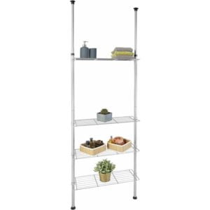 Bathroom shelf, telescopic - bathroom shelf unit, bath shelf, toilet shelf - silver