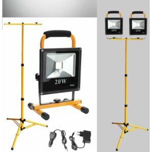Battery-operated LED floodlight Worklight floodlight with telescopic tripod Cold white LED worklights 2x20W + 1x floodlight tripod