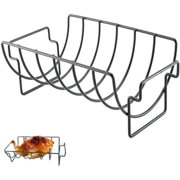 Bbq Ribs Rack, Metal bbq Ribs Rack, Multi-Function Non-Stick Ribs Rack, Hold 6 Ribs, for Outdoor bbq Tools