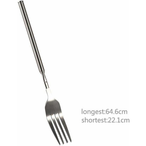 Bbq Telescopic Extendable Dinner Fruit Dessert Long Handle Fork Stainless Steel Cutlery