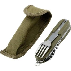 Beikalone Stainless Steel Folding Tableware for Outdoor Camping - 7-in-1 Multi-Tool, Removable
