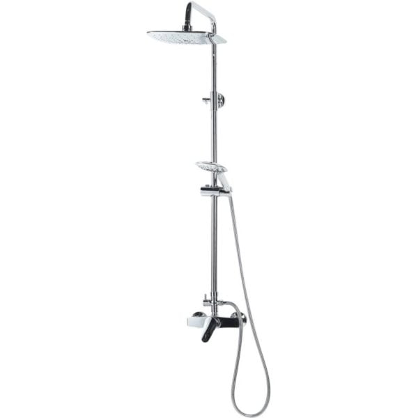 Beliani - Mixer Set Brass Rain Function Hand Shower Wall Mounted Chrome Silver Howick - Silver