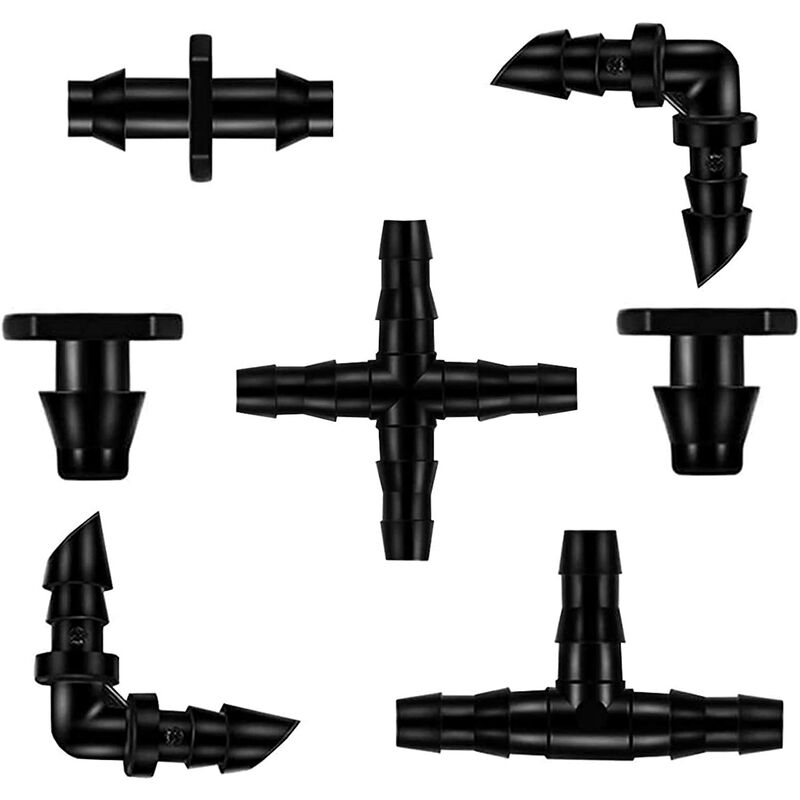Benobby Kids - 300 Pieces Drip Irrigation Kit, hoinco Barbed Irrigation Connectors For 1/4 Inch Tubing, For Patio Plants (Elbows, End Caps, Straight