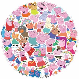 Benobby Kids - 50 Pcs Pink Cute Cartoon Animals Pig Waterproof Vinyl Stickers for Laptop Flasks Water Bottle Computer Scrapbook Cup Bike Helmet Phone