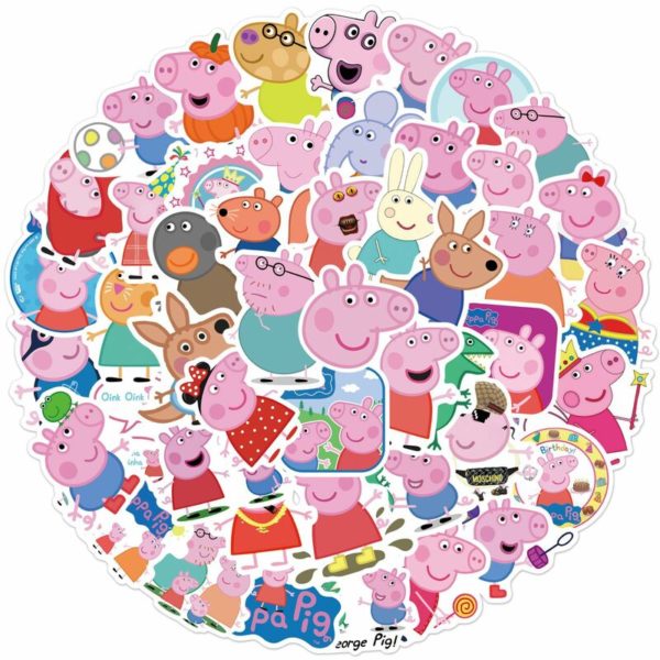 Benobby Kids - 50 Pcs Pink Cute Cartoon Animals Pig Waterproof Vinyl Stickers for Laptop Flasks Water Bottle Computer Scrapbook Cup Bike Helmet Phone