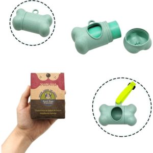 Benobby Kids - Dog poop collection bag dispenser with standard size leak proof scented waste bags and carabiner with safety lock and hook and loop