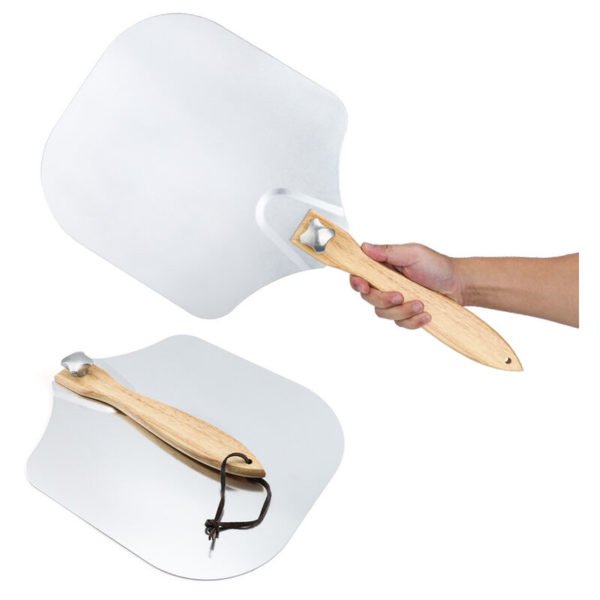 Benobby Kids - Pizza Shovel Pizza Shovel for Oven, Pizza Cutter and Slicer Aluminum Pizza Board with Folding Wooden Handle for Pizza Cake Dough