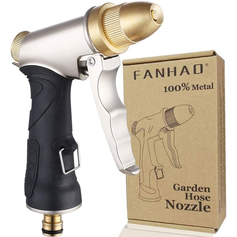 Benobby Kids - Water Gun with Brass Nozzle, Heavy Duty, High Pressure, Adjustable from Stream to Spray, for Washing Car and Pets, Garden/Sidewalk