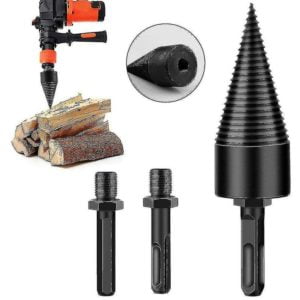 Benobby Kids - Wood Splitter Drill Bits,firewood Log Drill For Hand Drill With 3 Handle Hex Shank Square And Round,38mm