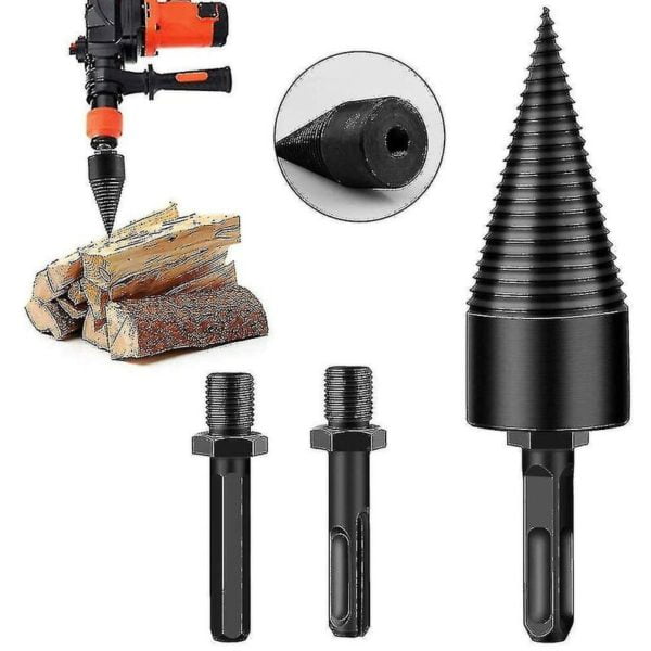 Benobby Kids - Wood Splitter Drill Bits,firewood Log Drill For Hand Drill With 3 Handle Hex Shank Square And Round,38mm