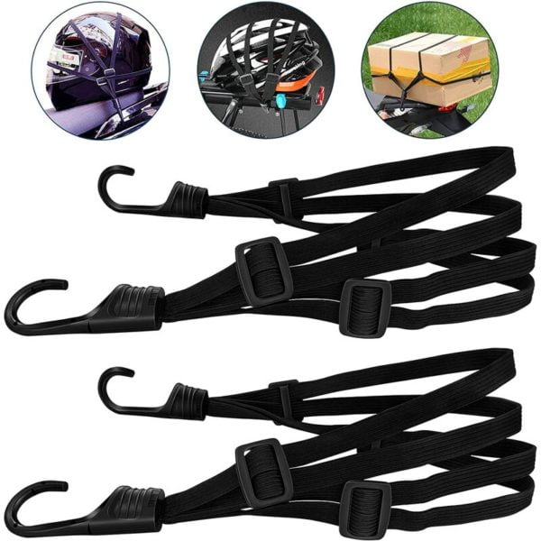 Betterlifegb - 2 Pieces Bungee Cords with Hooks, BR-Vie Bike Stretcher, Motorcycle Bungee Strap, Luggage Strap, Helmet Strap, Black Bungee Cord,