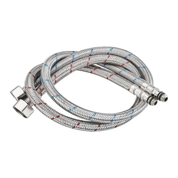 Betterlifegb - Betterlife 2 pcs (1/2 60cm) Replacement Hose for Stainless Steel Sanitary Flexible Kitchen Faucet Stainless Steel Braided Hose Double