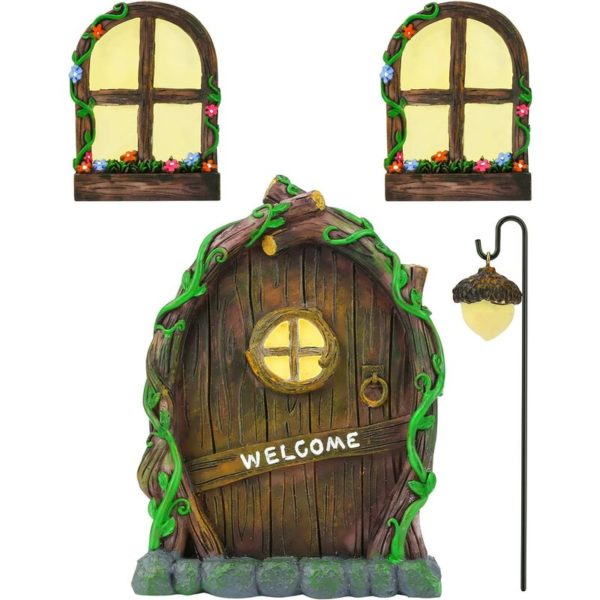 Betterlifegb - Fairy Garden Accessories Outdoor, BicycleStore Miniature Tree Garden Art Fairy Statues Sculpture Decoration, Yard Art Garden Door and