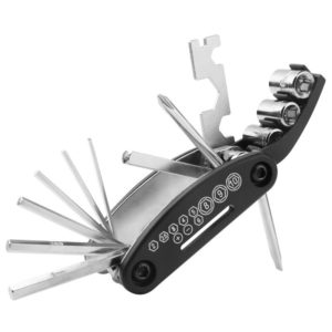 Bicycle repair tool kit, 16 in 1 bicycle multi tool with bicycle tire lifting, hexagonal spoke wrench