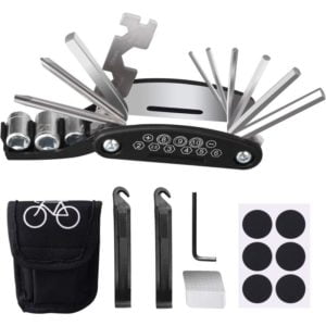 Bike Tool Kit, 16 in 1 Bike Repair Tool Set, Bike Tire Repair Kit Multi-Function Tool for Bicycle Scooter Motorcycle, with Tire Patch and Levers