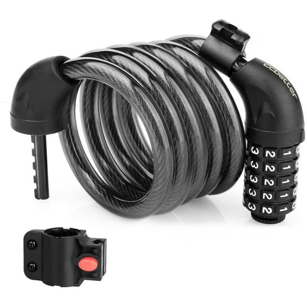 Bike cable locks with 5-digit code combination lock