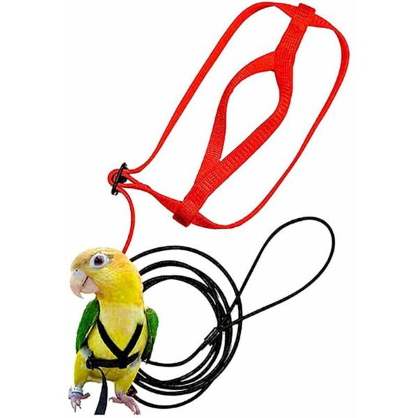 Bird Harness Adjustable, Anti-Bite Adjustable Harness and Leash for Birds African Gray Parrot Cockatoo Yellow Collar Parakeet Cockatiel Elegant,S,