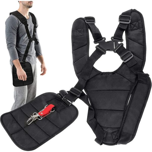 Black Trimmer Shoulder Strap, Double Shoulder Trimmer Harness Adjustable Strap for Brush Cutter Garden