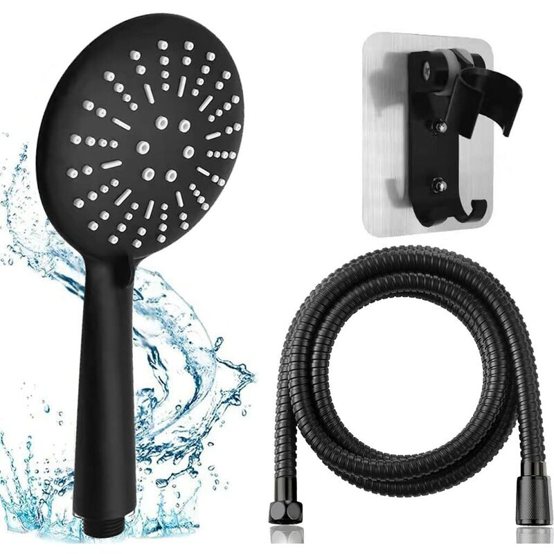 Black high pressure shower head, anti-limescale shower head with 1.5m ...