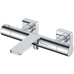 Blade Wall Mounted Exposed Thermostatic Bath Shower Mixer Tap - Chrome - Chrome - RAK