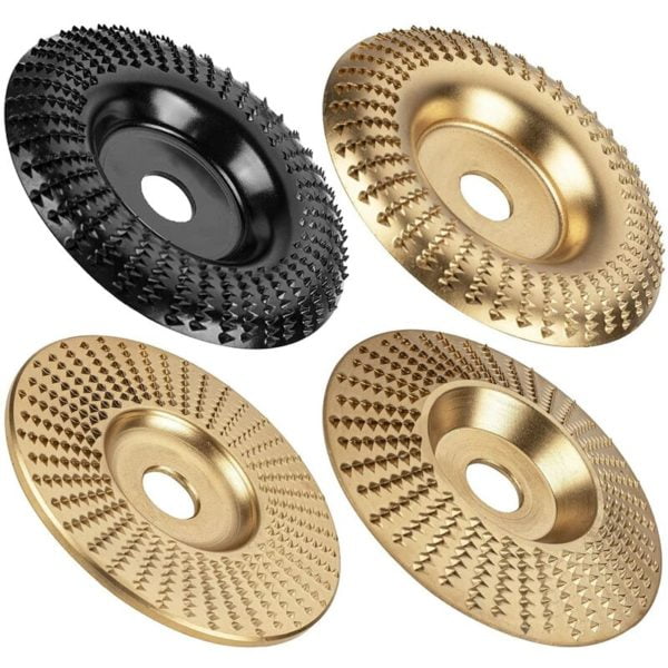 Blekoo 4PC Angle Grinder Wood Carving Disc Set, for 4 or 4 1/2 Angle Grinder with 5/8 Arbor, Wood Shaper Carving Disc for Angle Grinder Attachments,