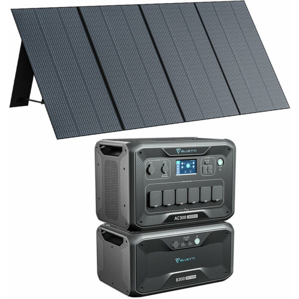 Bluetti - AC300+B300+SP350 Solar Generator Kit Expandable Portable Power Station AC300 with 1xB300 Expansion Battery and 1x350W solar panel, 6144Wh