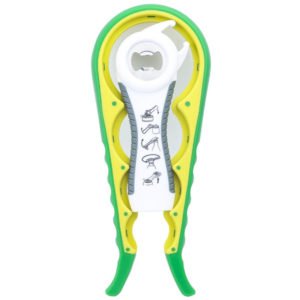 Bottle Opener,5 In 1 Multi Function Can Opener-Kitchen Tools Set For Weak Hand, Children,Elderly White Gray + Green Yellow