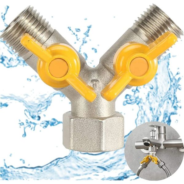 Brass 1/2 y Switch Valve, 2-Way Y-Distributor Faucet Splitter, Divider Gas Valve, Hose Divider Brass, For Shower Head, Shower Arm