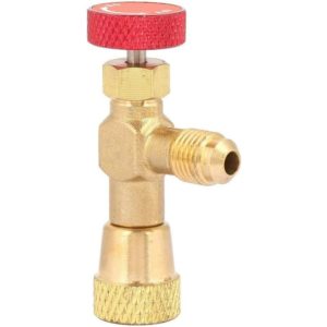 Brass Flow Control Valve Flow Control Valve for R410A Charging Hose, 1/4'' - 5/16''