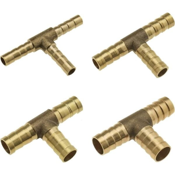 Brass Hose T Shape Barb 3 Way Connector Fitting for Fuel Air Water Oil 6mm 8mm 10mm 12mm