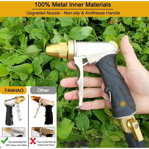 Brass Nozzle Heavy Duty Water Gun High Pressure Adjustable from Stream to Spray Car and Pet Wash Garden/Pavement Cleaning