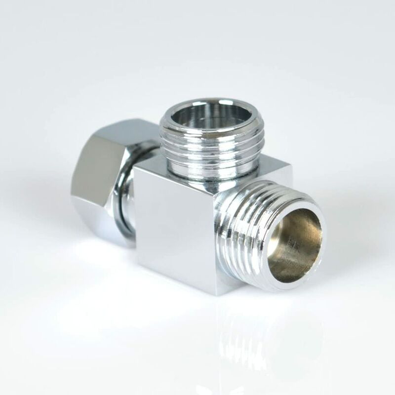 Brass Shower Arm 3 Way Diverter T for Hose Standard Connector - G1 / 2 '' Hand Shower System Shower Replacement Part Flow Control Splitter T Joint