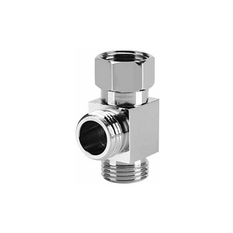 Brass Shower Arm 3 Way Diverter T for Hose Standard Connector - G1/2" Hand Shower System Replacement Part Shower Flow Control Splitter T Joint
