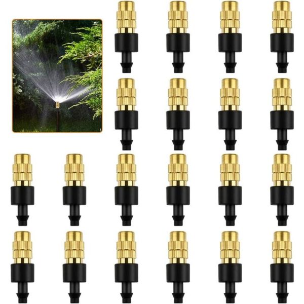 Brass Sprinklers 20 Pieces Adjustable Brass Watering Sprayer Nozzle Sprinkler Head Sprinkler Atomizer for Garden Watering Irrigation