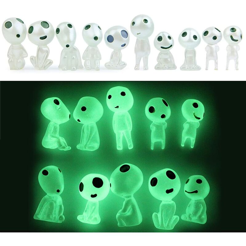 Briday - Fairy Garden Accessories Princess Mononoke Glow in Dark Tree Elves Miniature Garden Statues Decor Luminous Ghost 10pcs kit for Micro