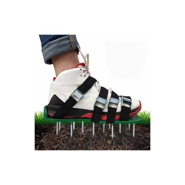 Briday - Lawn Rake Spike Shoe with 4 Adjustable Straps and Metal Lawn Scarifier