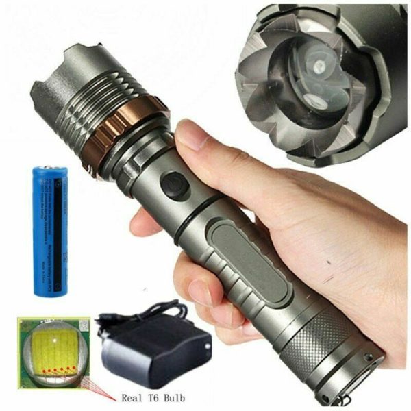 Briday - T6 flashlight Lotus attack head telescopic mechanical zoom to adjust the light intensity fishing broken window self-defense