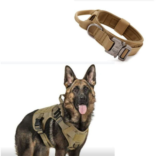 Brown Tactical Dog Harnesses, Military Working Dog Ring Vests, Tension-Free Military Training Dog Harnesses, with Tactical Dog Collar -m