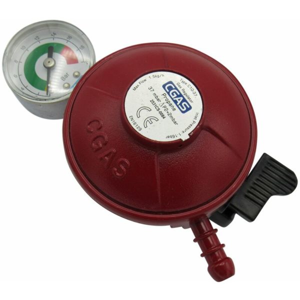 C.gas - Propane Gas Regulator with Gauge - 27MM Clip On Calor Patio Heater