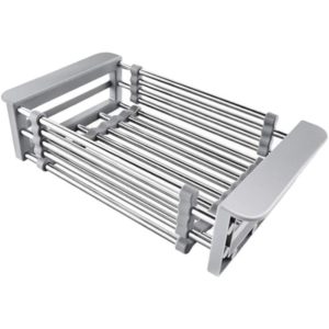 Cabilock Stainless Steel Dish Drainer Telescopic Drain Basket Kitchen Colander Strainer Washing Bowl Fruit and Vegetable Basket for Kitchen Sink