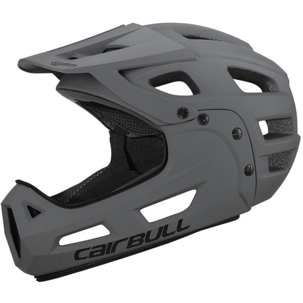 Cairbull - Full Face Bike Helmet Adult Cycling Helmet with Detachable Chin Guard and Visor for Mountain Biking,Grey - Grey