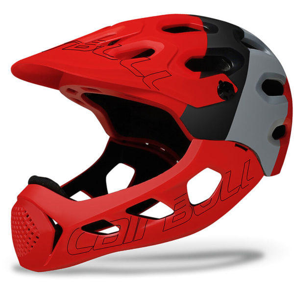 Cairbull - Full Face Bike Helmet Adult Cycling Helmet with Detachable Chin Guard for Downhill Mountain Biking, Red - Red