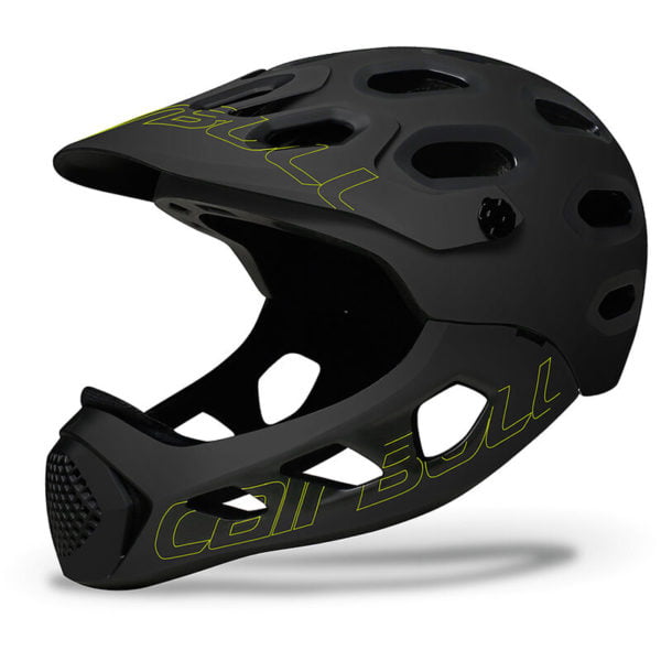 Cairbull - Full Face Bike Helmet Adult Cycling Helmet with Detachable Chin Guard for Downhill Mountain Biking,Black & Yellow - Black & Yellow
