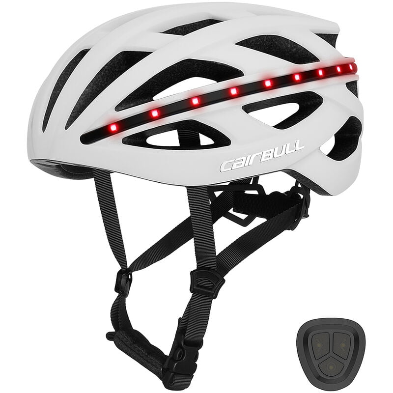 Cairbull - In-mold Smart Bicycle Helmet Cycling mtb Road Bike Helmet with Turn Signal Stop Light Warning Light - White